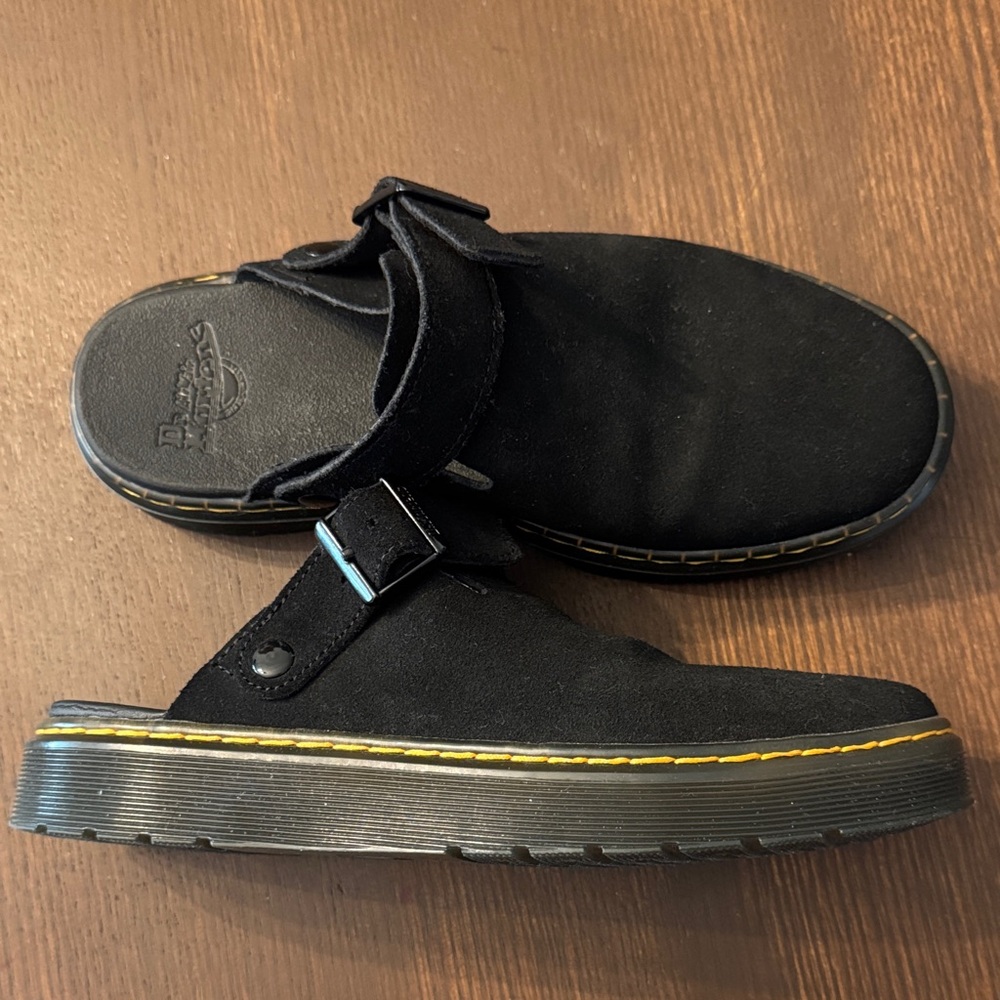 Dr. Martens Black Suede Carlson Mules